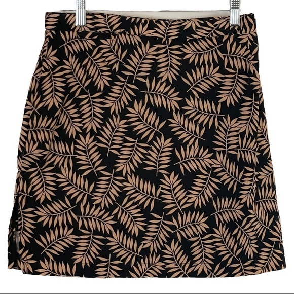 🌺 Allyson Whitmore Botanical Leaf Tan & Black Cotton Golf Skort Size 16P - Picture 1 of 9